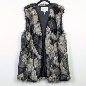 BCBGeneration Faux Fur Black & Grey Vest Size S